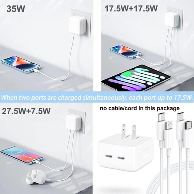 Charger Dual USB-C To USB-Lightning UK Head