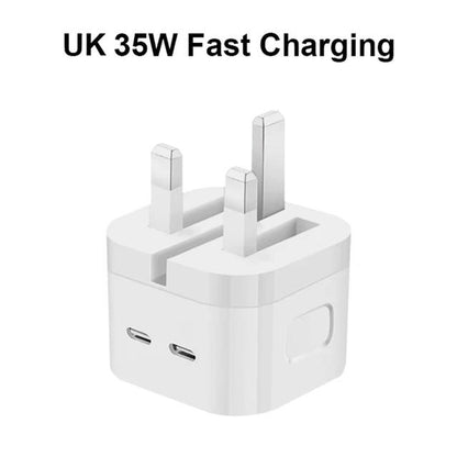 Charger Dual USB-C To USB-Lightning UK Head