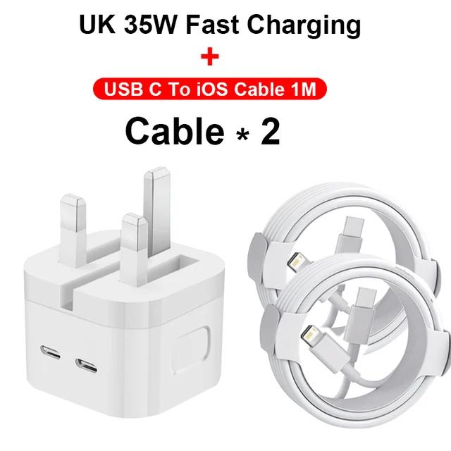 Charger Dual USB-C To USB-Lightning UK Head