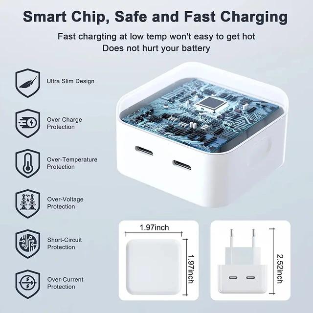 Charger Dual USB-C To USB-Lightning