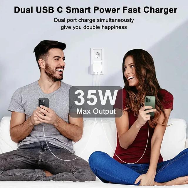 Charger Dual USB-C To USB-Lightning UK Head