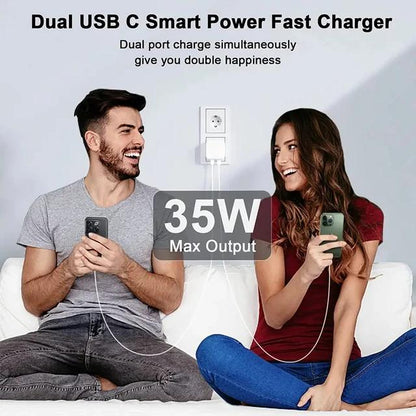 Charger Dual USB-C To USB-Lightning UK Head